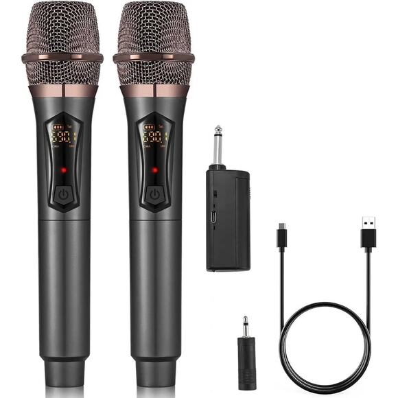 ALPOWL Wireless Microphones, Metal Dynamic Microphone System with... - Picture 1 of 10